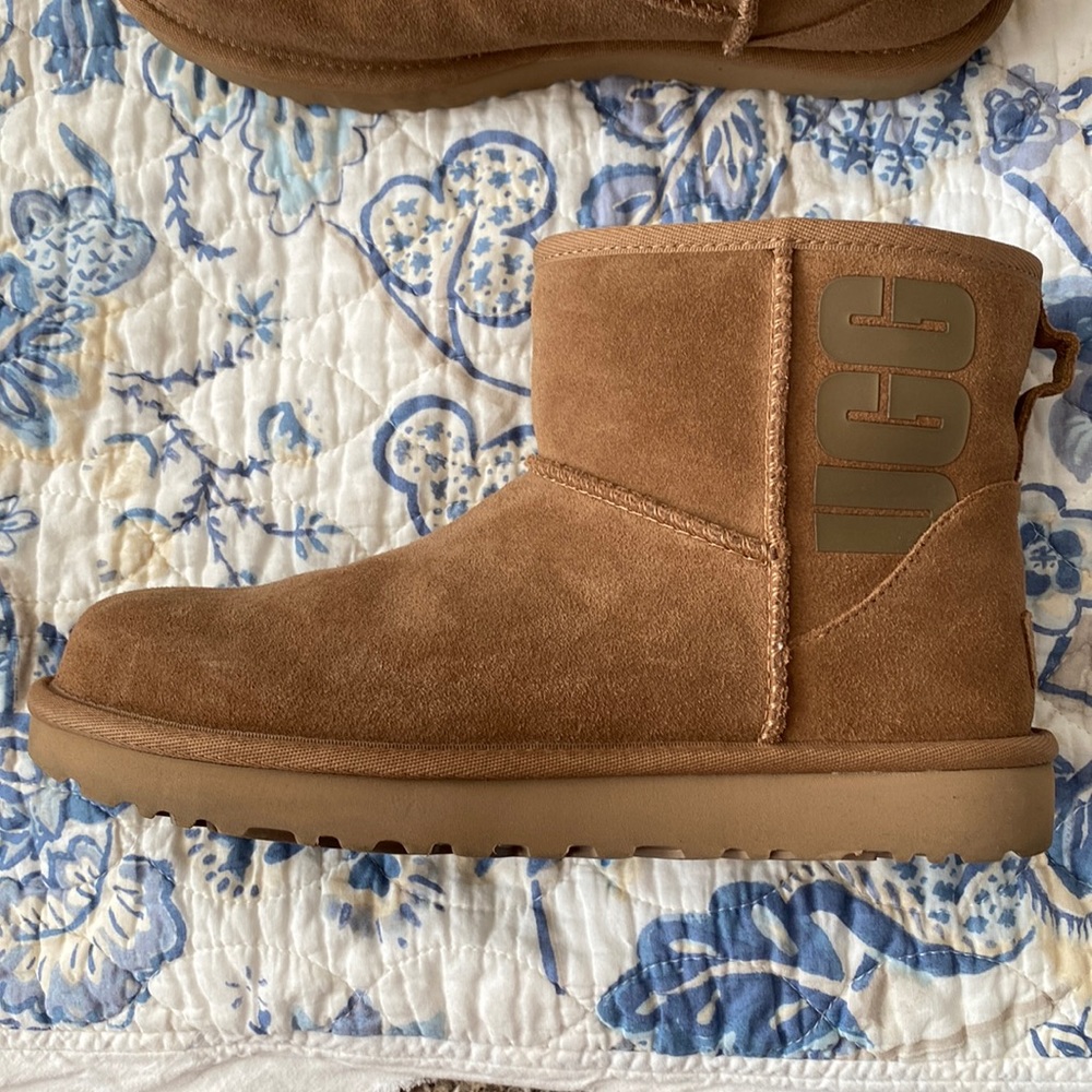 Almost like new mini short uggs. Chestnut brown! Worn a handful of times!